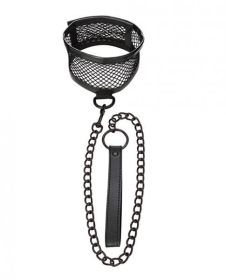 Sex and Mischief Fishnet Collar And Leash Black