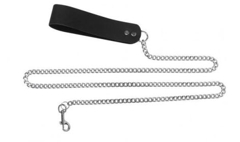 Spartacus 4 feet Chain Leash with Leather Handle