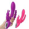 3 In 1 Clitoral Sucking Rabbit G Spot Vibrator Anal Triple Curve 12 Function Waterproof Dildo Vibrator For Her