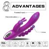 3 In 1 Clitoral Sucking Rabbit G Spot Vibrator Anal Triple Curve 12 Function Waterproof Dildo Vibrator For Her